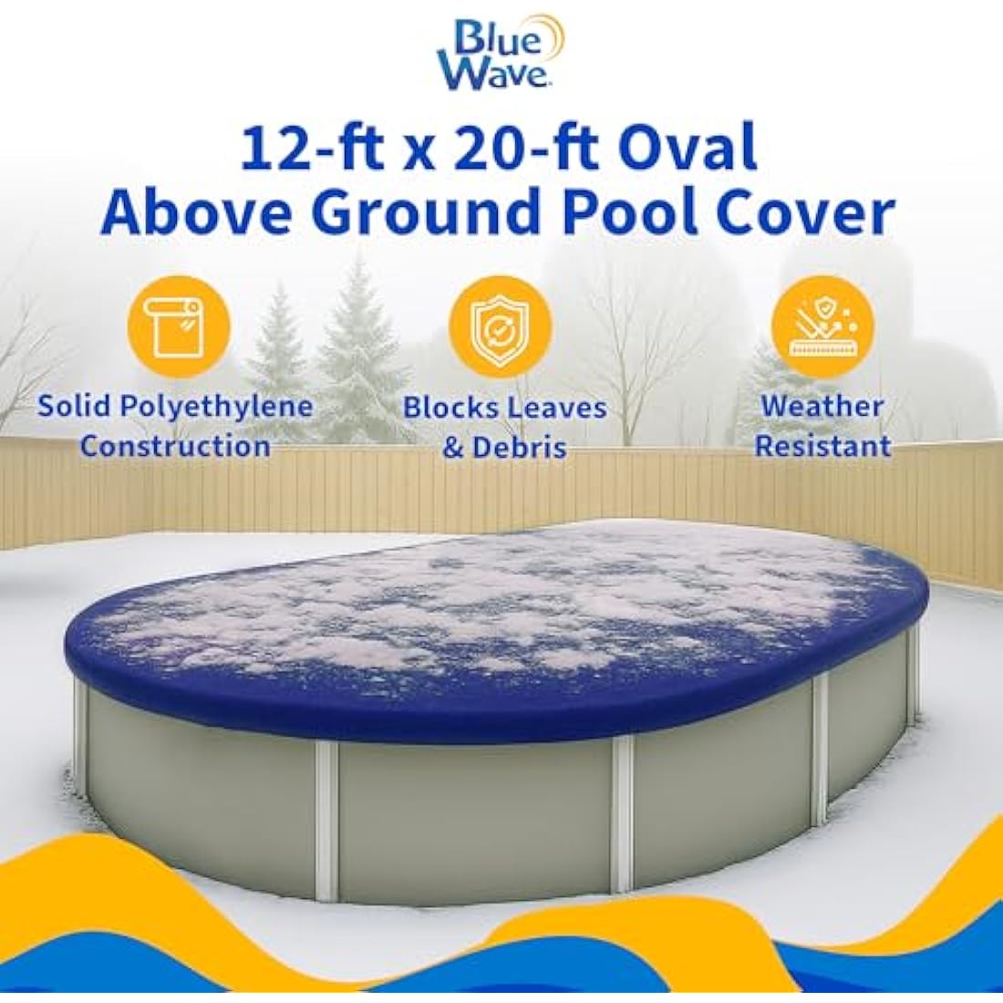 Blue Wave 12-ft x 20-ft Oval Above Ground Pool Winter Cover – 15-Year