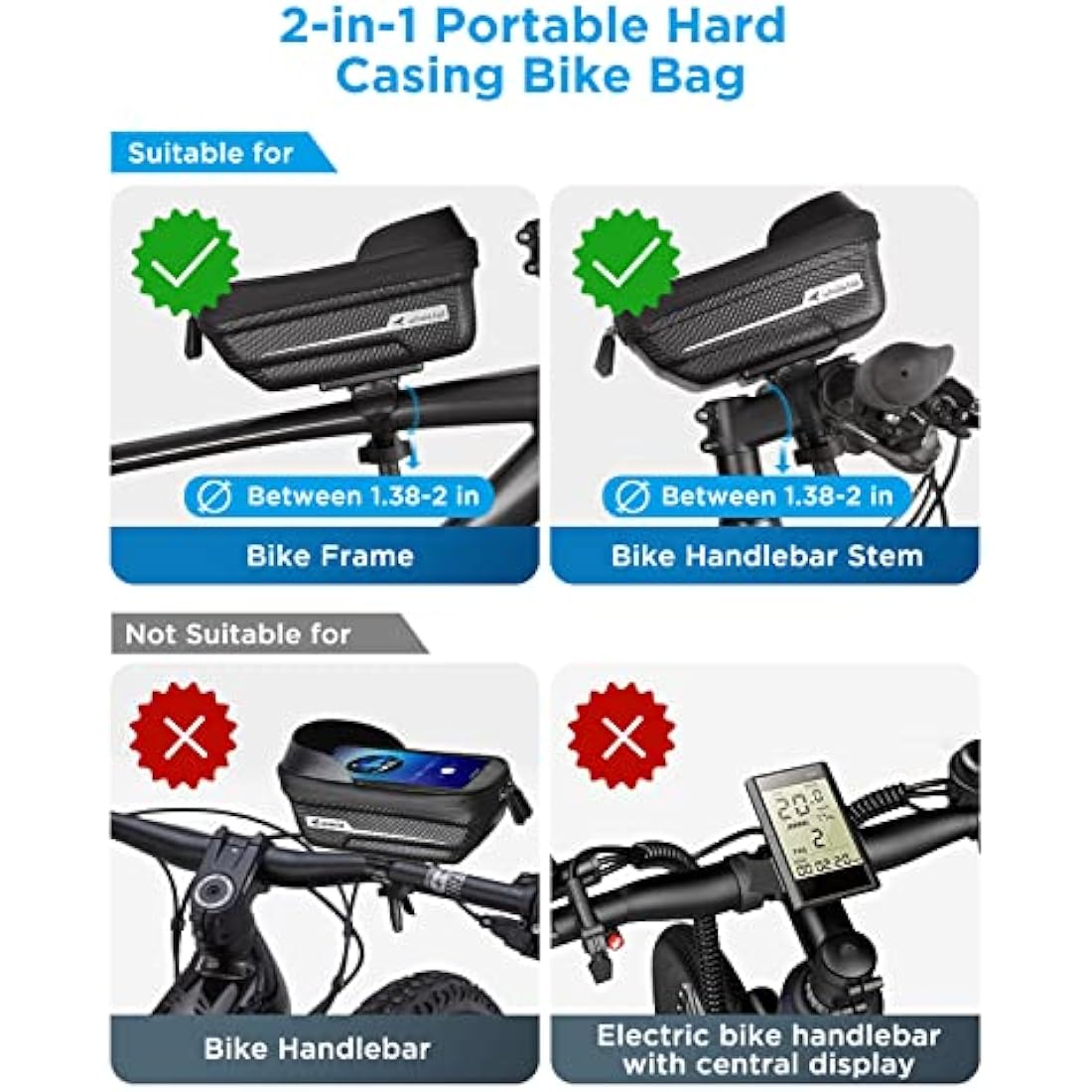 Whale Fall Waterproof Bike Frame Bag | Hard Shell Phone Holder up to 7"