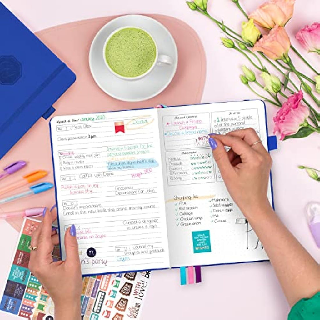 GoGirl Undated Weekly Planner – A5 Eco-Leather Goal Journal, Royal Blue