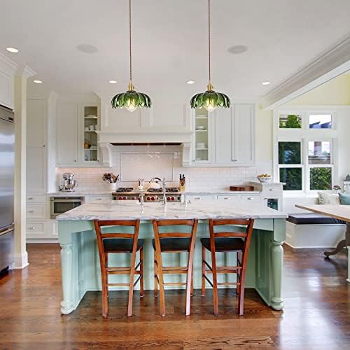 Jolof Store Green Glass Pendant Light – Vintage Industrial Ceiling Lamp