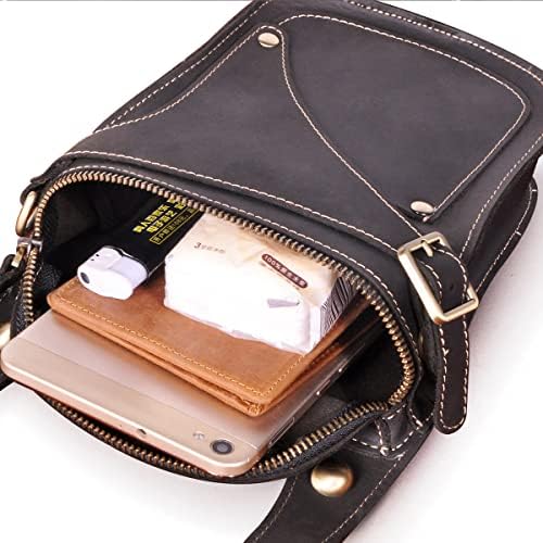 Le'aokuu Mens Genuine Leather Motorcycle Drop Leg Bag | Waist Pack