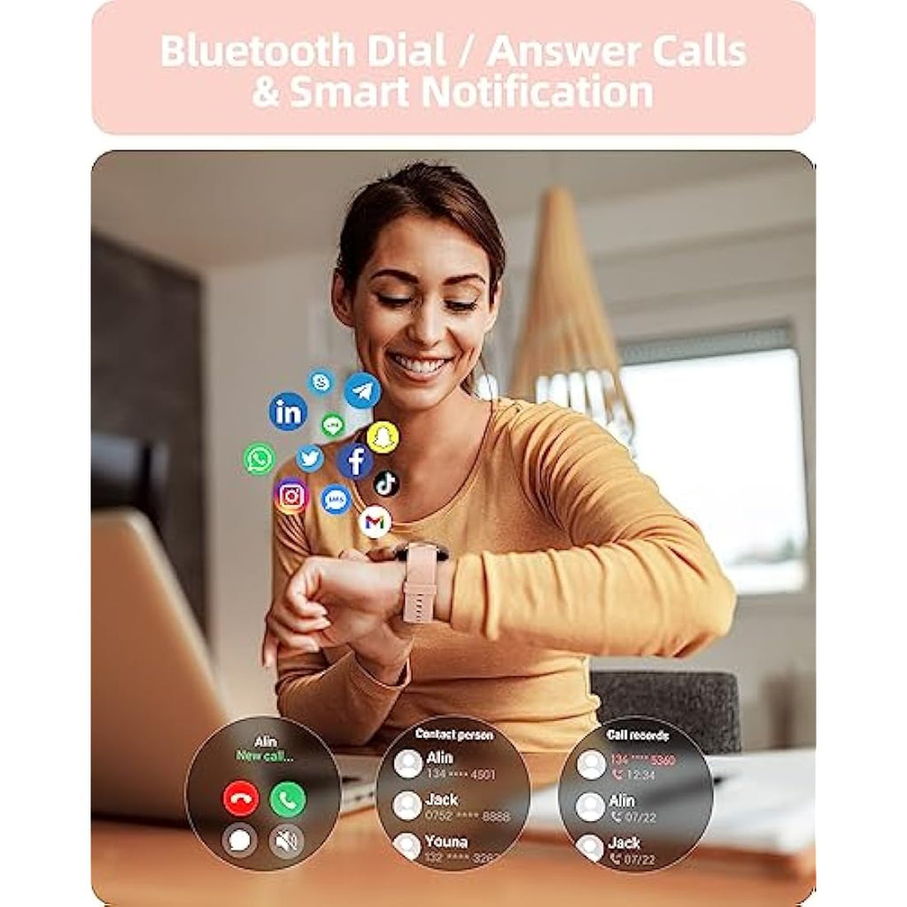 Parsonver Smart Watch for Women | Bluetooth Call & Fitness Tracker, Rose Gold