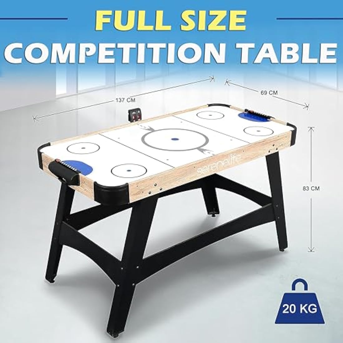 SereneLife 150cm Air Hockey Table – Full Size Arcade Game with LED Score