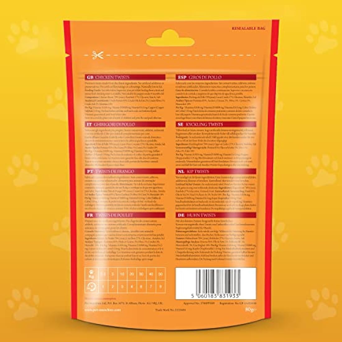 Pet Munchies Chicken Twists Grain Free Dental Dog Treats - 80g (Pack of 8)
