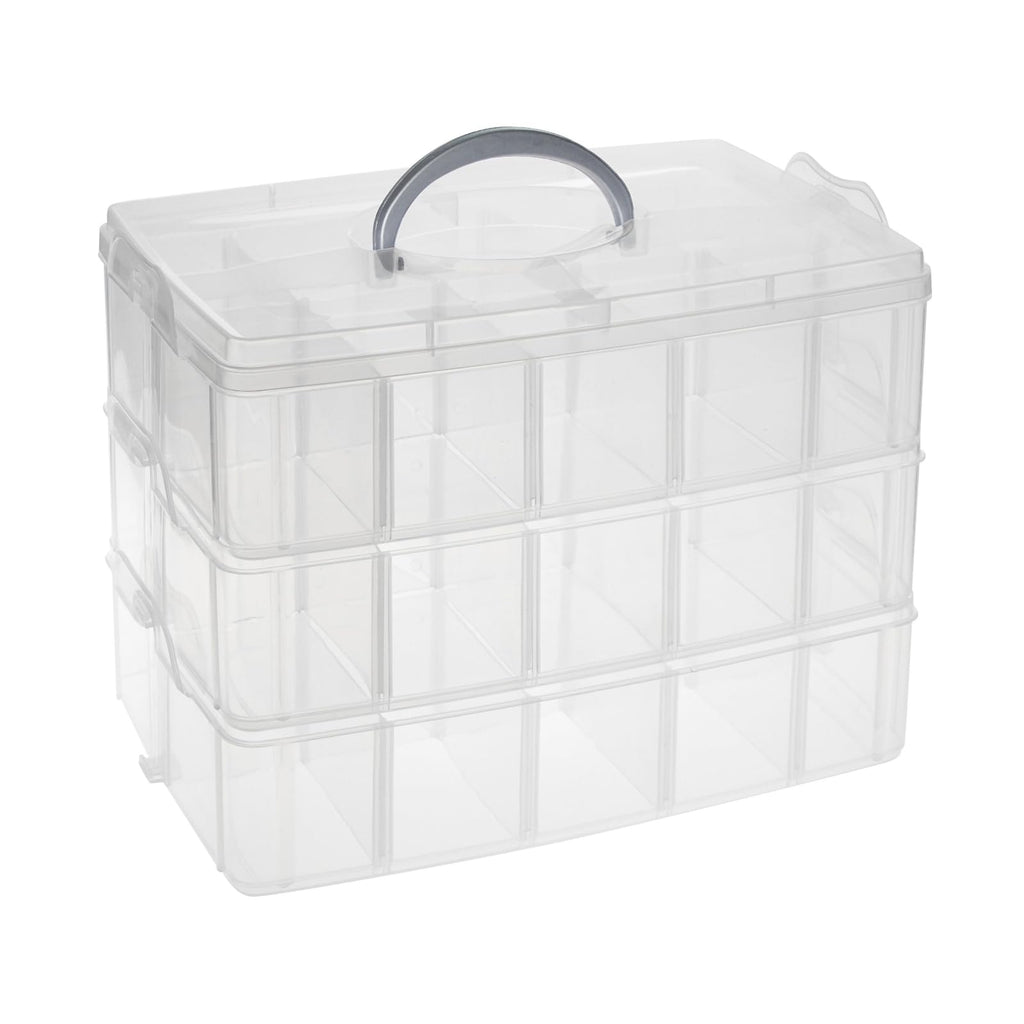 Bright Creations 3-Tier Stackable Plastic Craft Storage Containers with 30 Compartments and 40 Sticker Labels 9.5 x 6.5 x 7.2 Inch - image 1