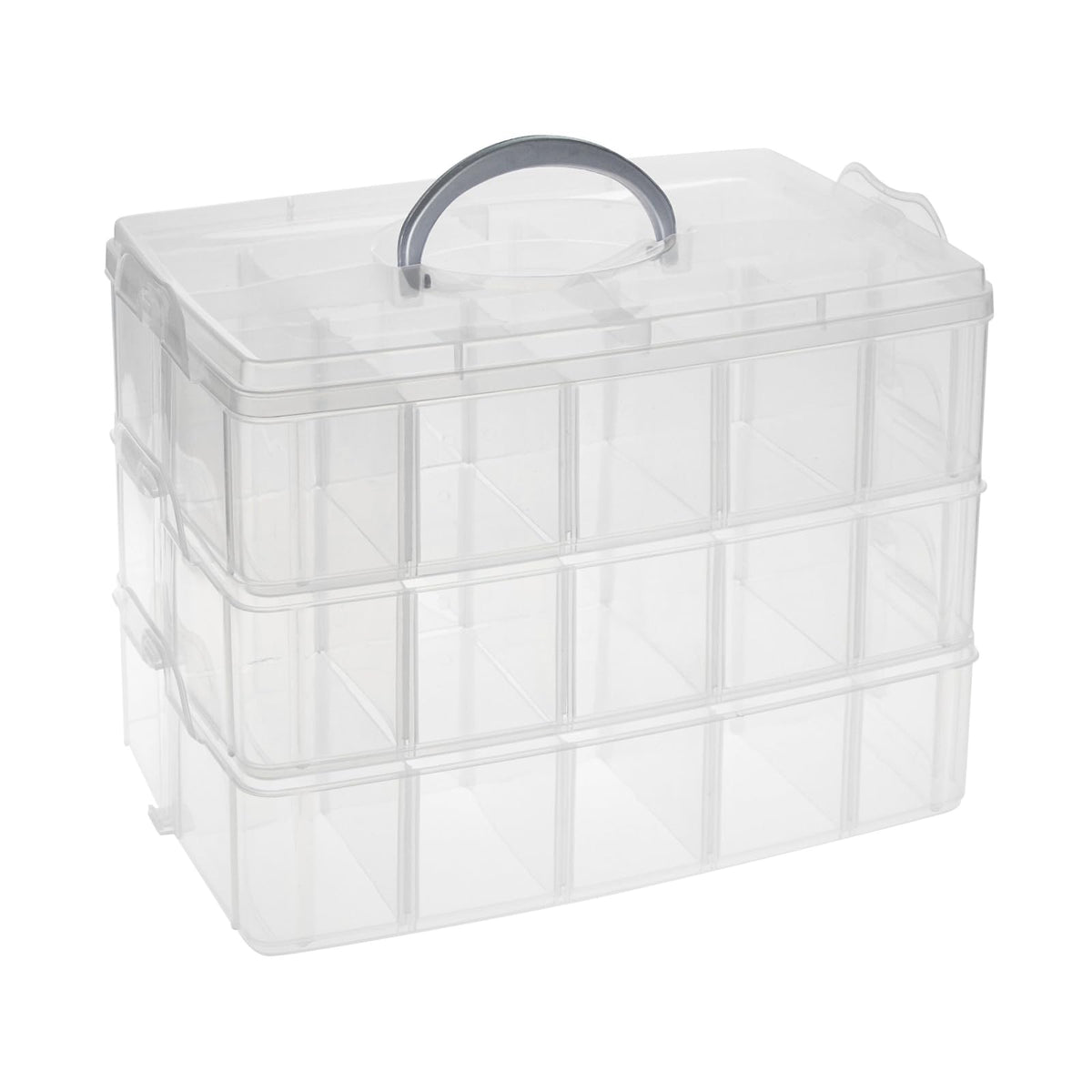 Bright Creations 3-Tier Stackable Plastic Craft Storage Containers with 30 Compartments and 40 Sticker Labels 9.5 x 6.5 x 7.2 Inch - image 1