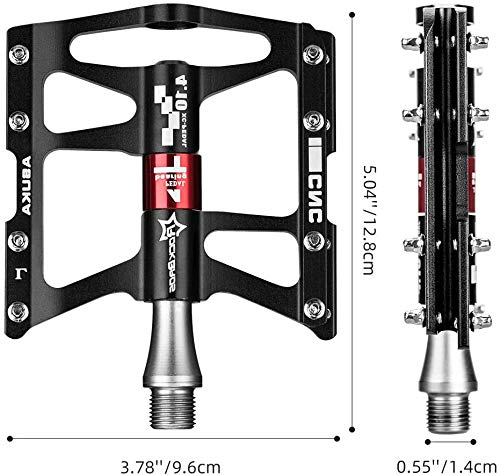 ROCKBROS Mountain Bike Pedals | 9/16" Aluminum Alloy 4-Bearing Flat Pedals