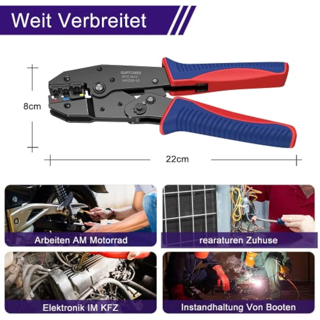 GUPTOMES Ratchet Wire Crimping Tool Kit with 290 Insulated Connectors