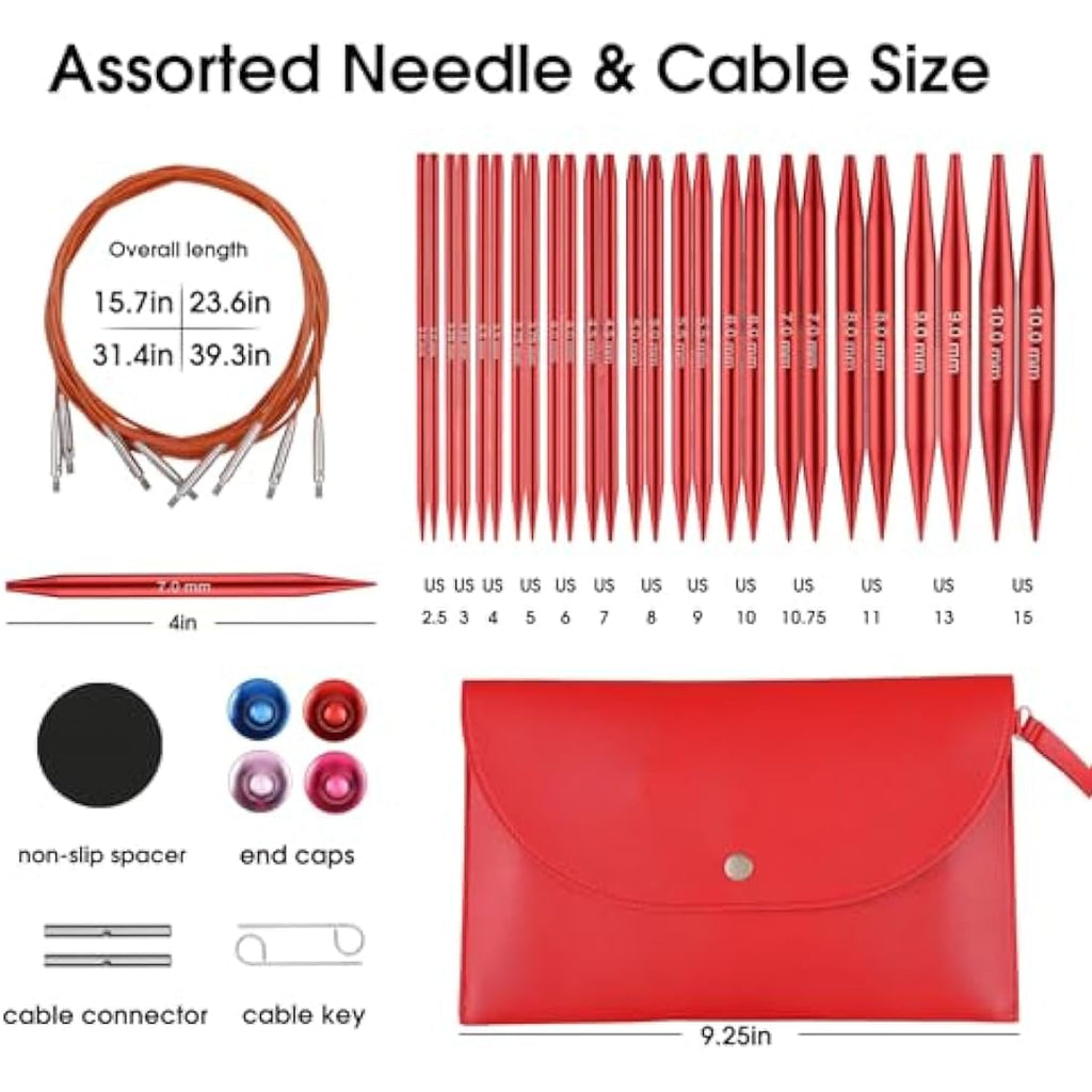 Interchangeable Circular Knitting Needles Set - 13 Sizes