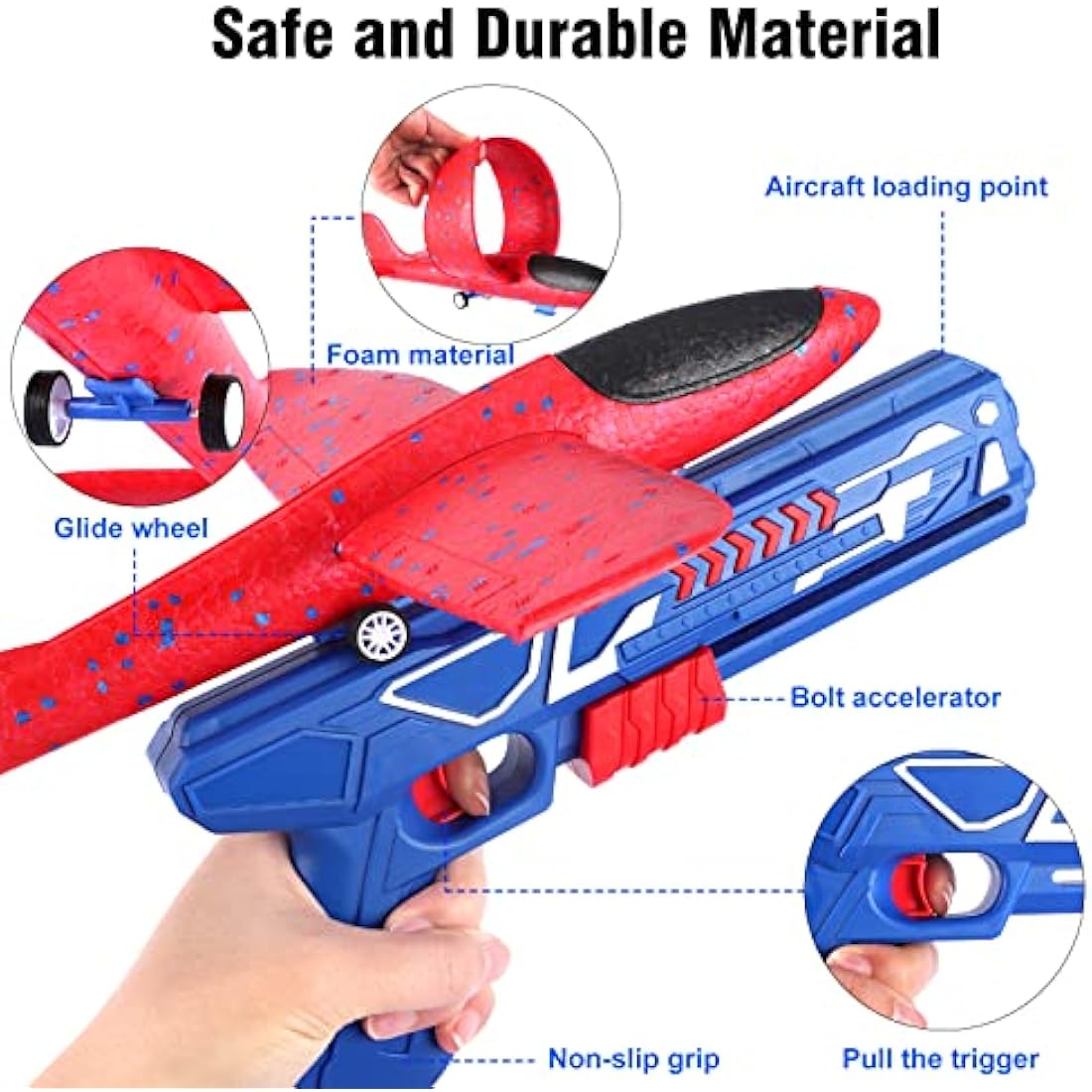 Airplane Launcher Toy – 3 Foam Glider Planes with Catapult Gun