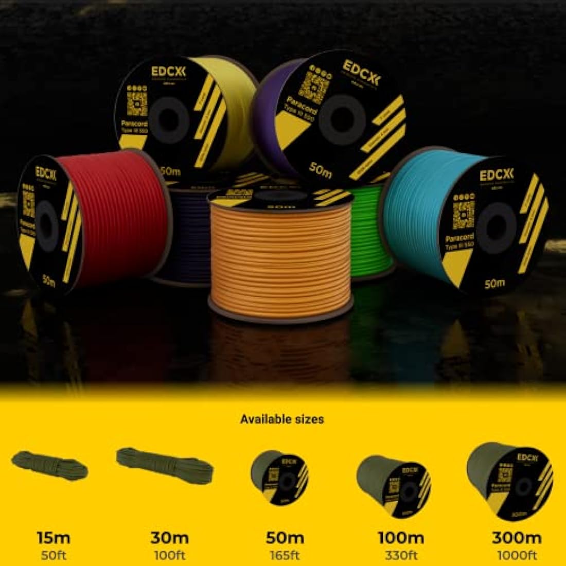 EDCX 550 Paracord Type III – 4mm 100% Nylon Rope for DIY and Camping