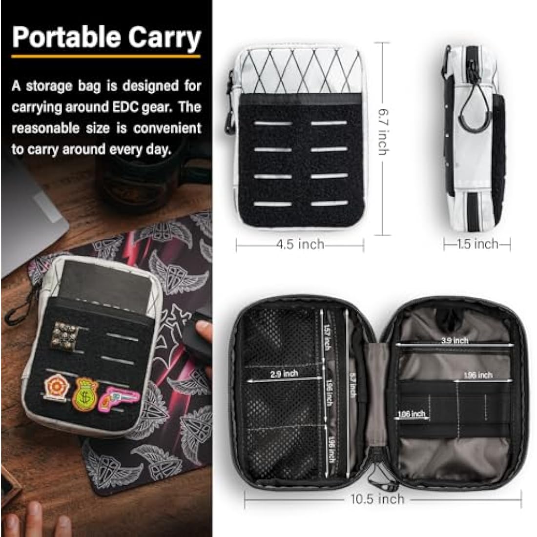 Tactical Geek Block E3.0 EDC Pouch | Molle Utility Tool Organizer - White