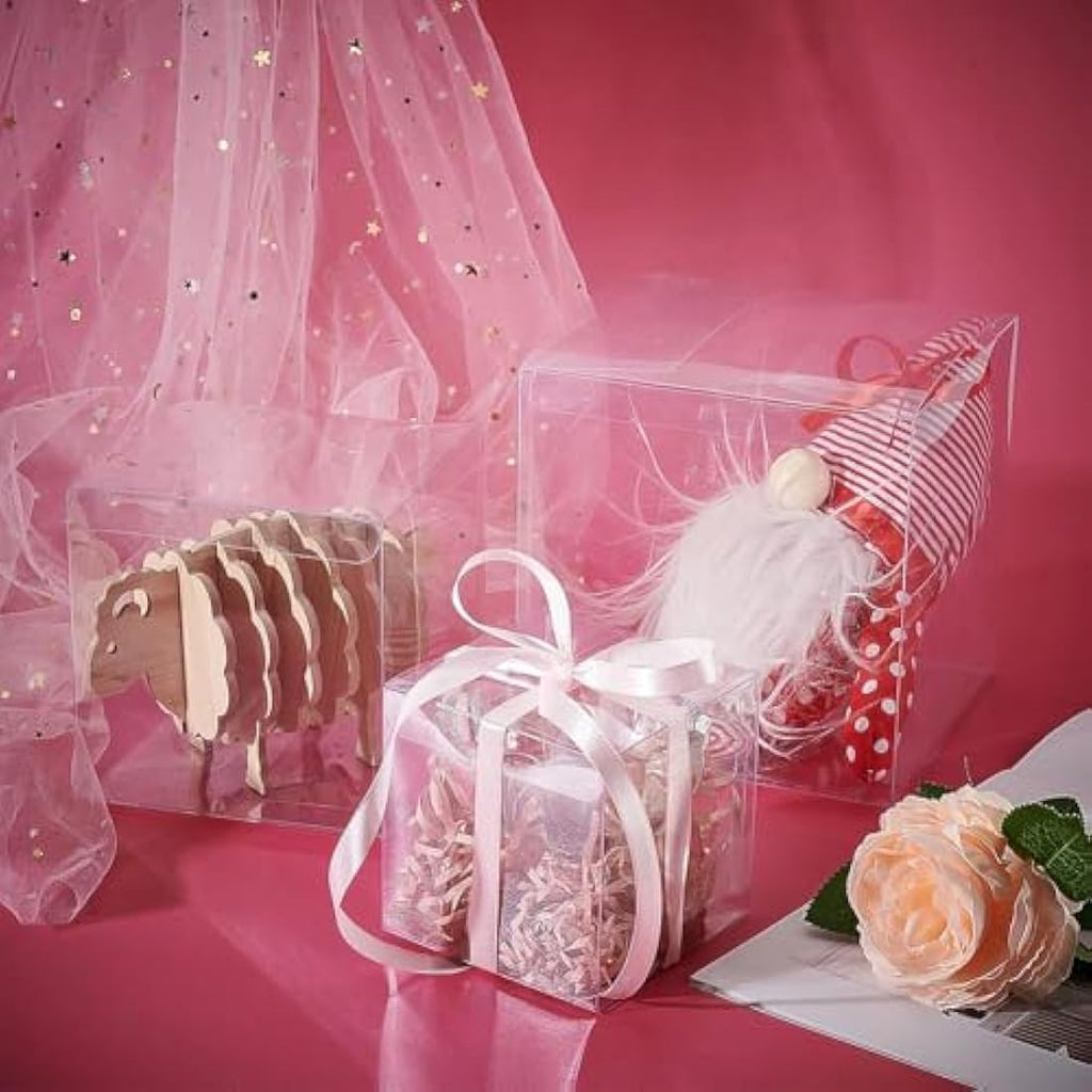 BENECREAT 10-Pack Clear PVC Cube Gift Boxes | 12x12x12cm Party Favors