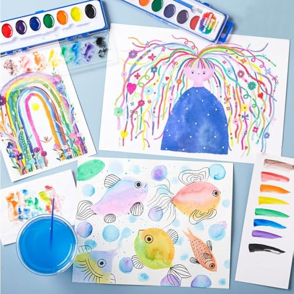 Shuttle Art 40 Pack Watercolour Paints Set | 8 Washable Colours for Kids