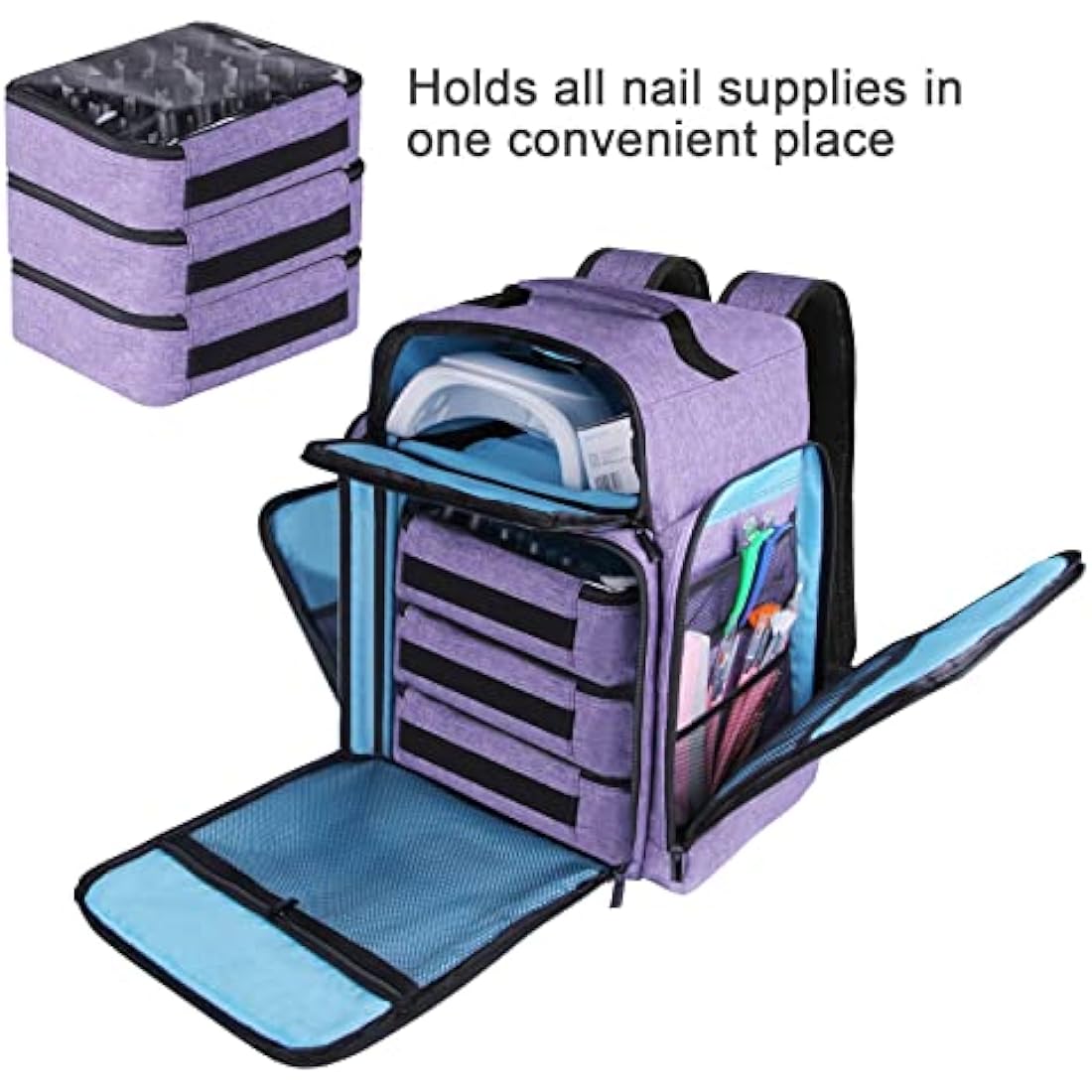 Famard Nail Polish Organiser Backpack – Holds 108 Bottles & Nail Lamp