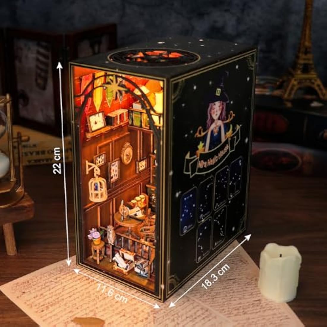Cuteefun Mila Magic House DIY Book Nook Kit - Wooden Miniature Dollhouse
