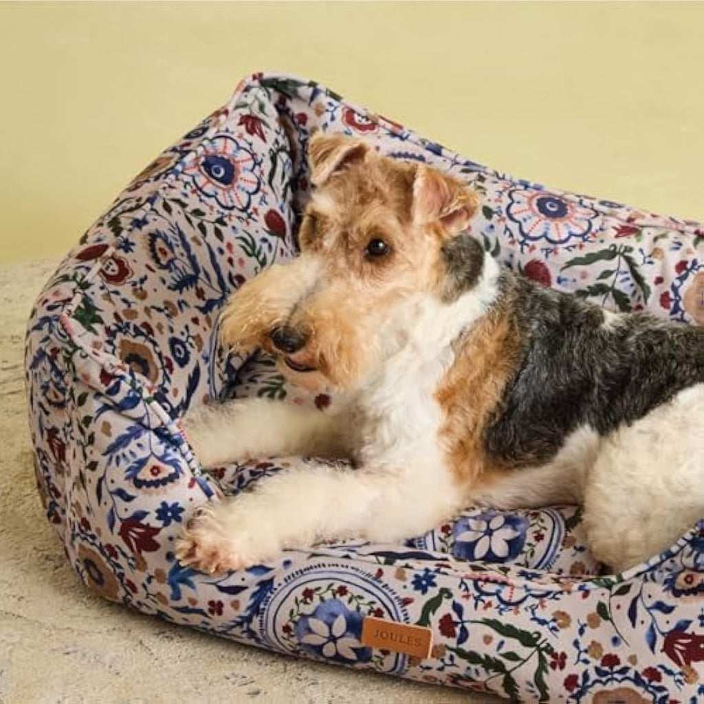 Rosewood x Joules Festival Floral Dog Bed – Luxury Padded Box Bed