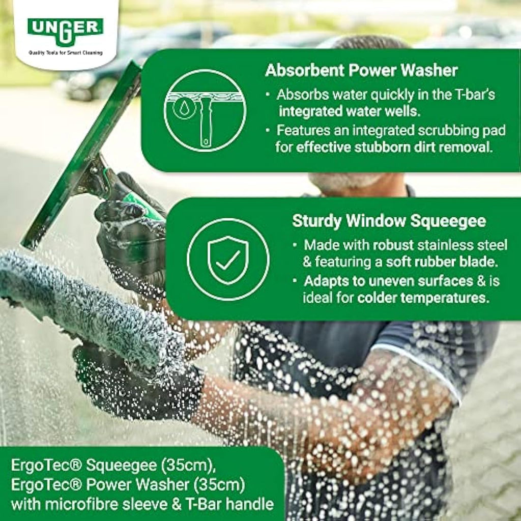 Unger AK013 Window Cleaning Kit – 3-in-1 Professional Squeegee & Bucket Set