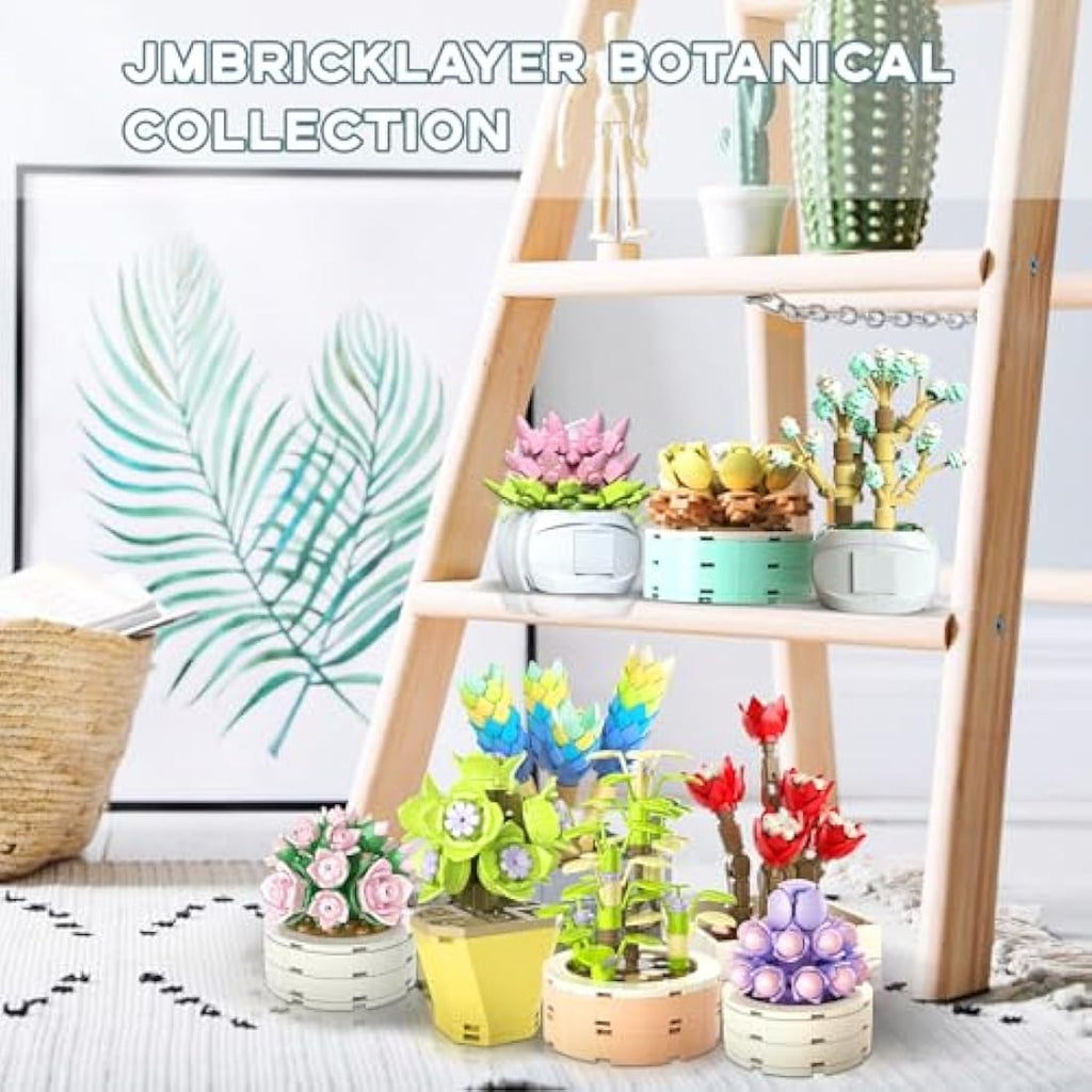 JMBricklayer Succulent Plants Building Blocks Set - 750Pcs Botanical Decor