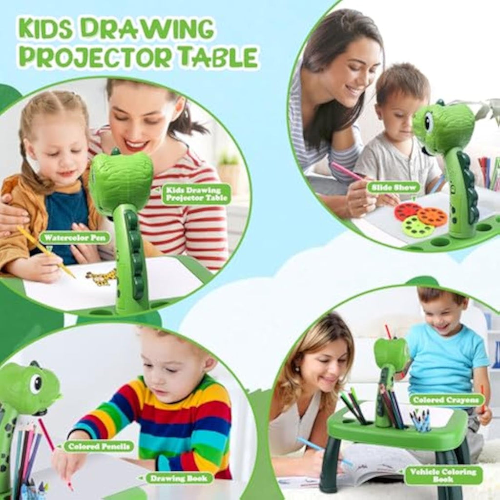 Jolof Store Dinosaur Drawing Projector Table - Kids Art Desk with 72 Patterns