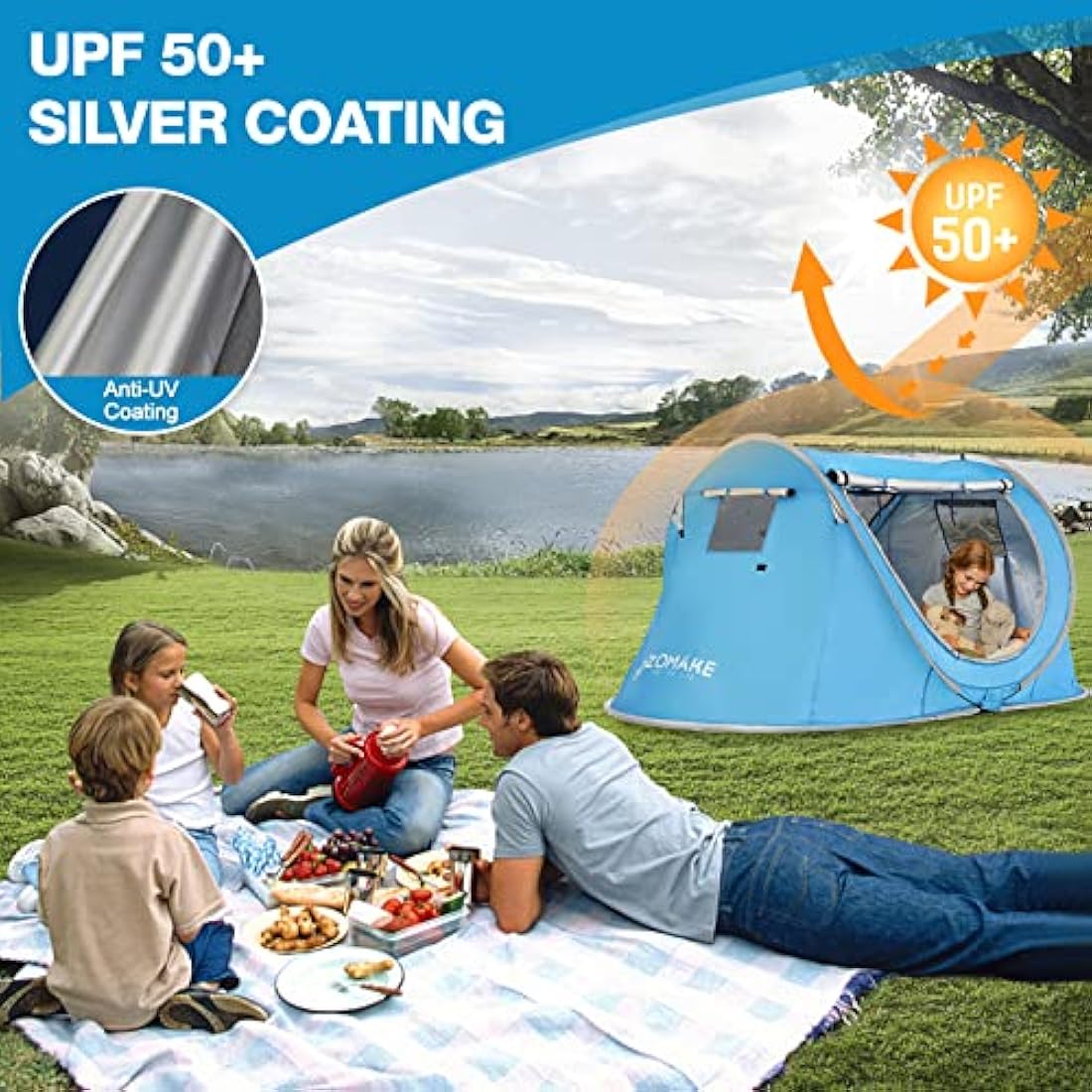ZOMAKE 2-Person Pop Up Tent – Waterproof Instant Automatic Camping Tent