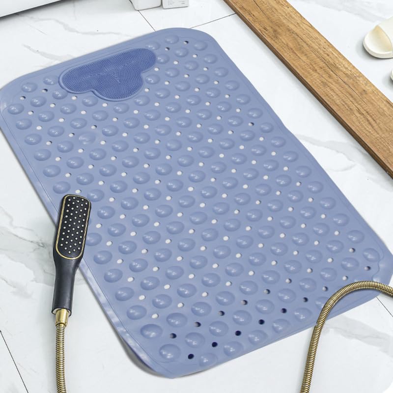 Cozy Haven Non-Slip Foot Massage Bath Mat - Blue PVC Rubber, 60x90cm