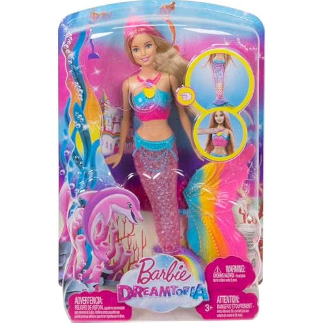Barbie Dreamtopia Rainbow Lights Mermaid Doll – Light-Up Water Toy