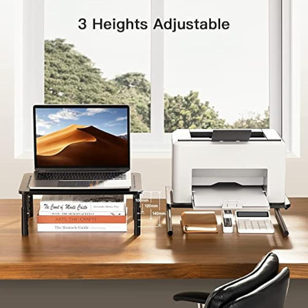 HUANUO 2-Pack Adjustable Metal Monitor Stand Riser with Vented Platform