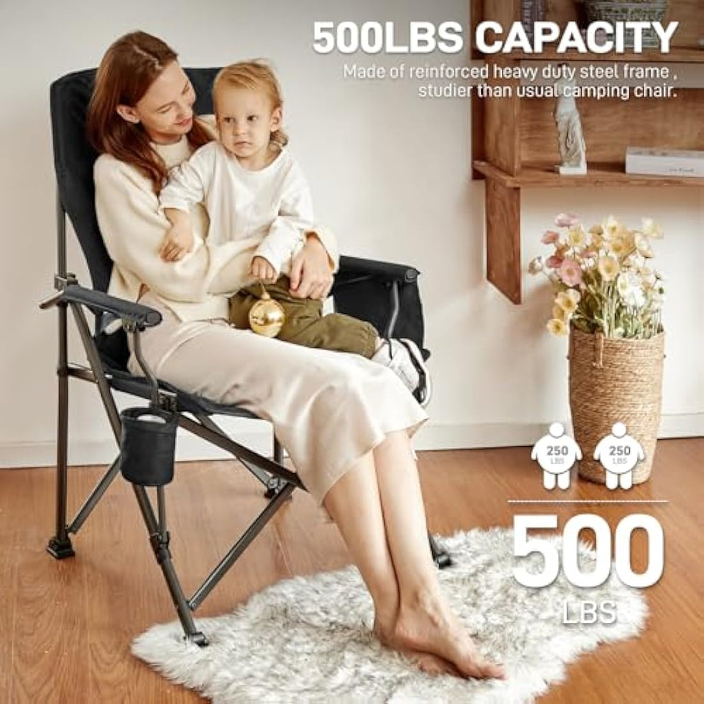 EVER ADVANCED Oversized Heavy Duty Camping Chair with Lumbar Support