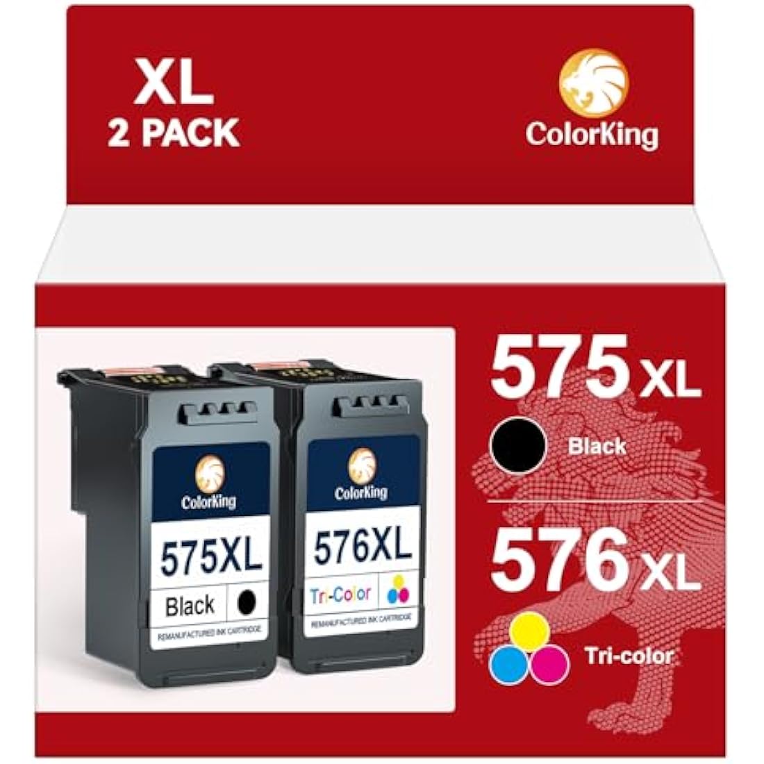 ColorKing PG-575XL CL-576XL Ink Cartridges for Canon PIXMA TS3550i | 2 Pack