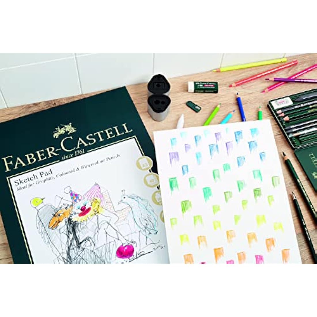 Faber-Castell Polychromos Pencils Tin of 36 & A4 Sketch Pad Art Set