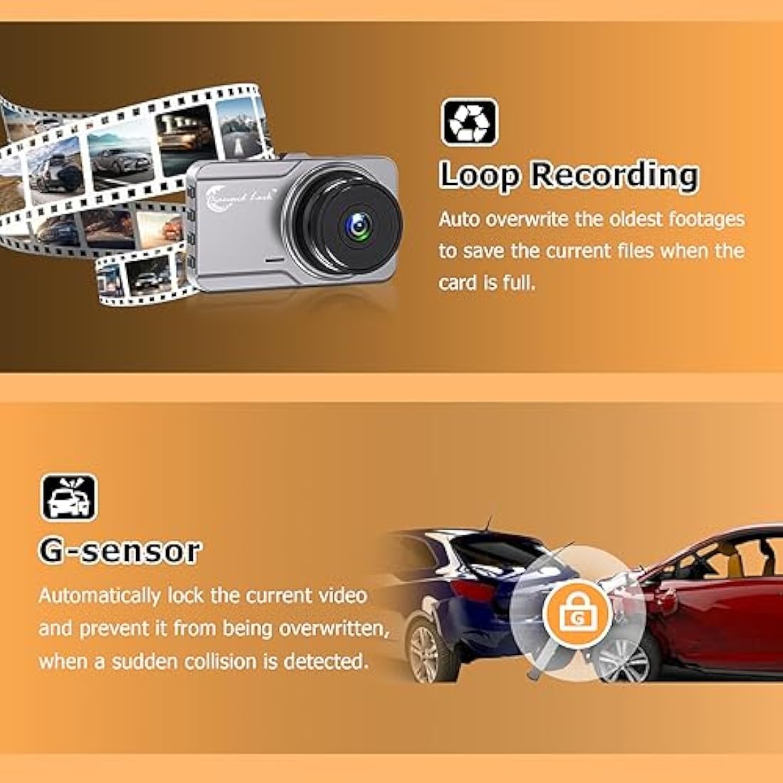 Diamond Lark 2K Dual Dash Cam – WiFi Car Camera with 32GB Card & Night Vision