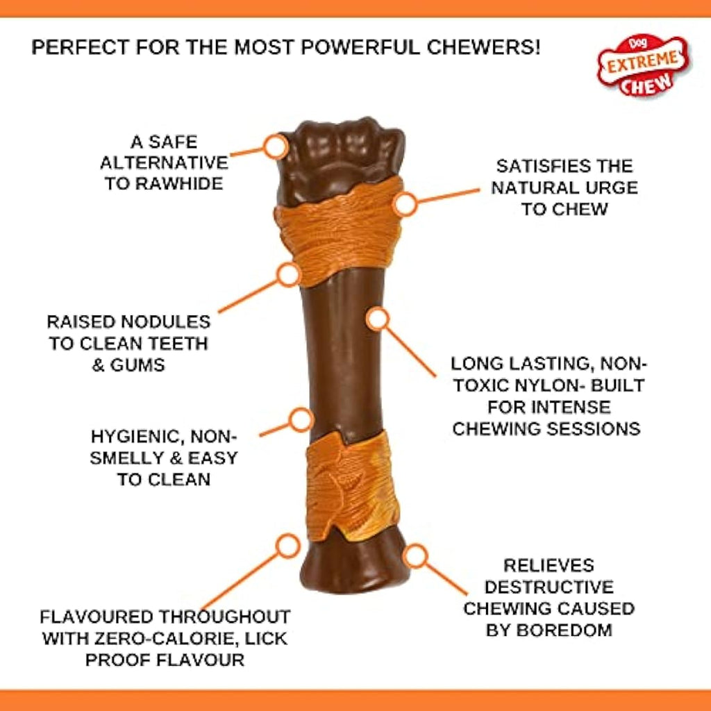 Nylabone Extreme Tough Dog Chew Toy | Duck Jerky | X-Large (Over 23kg)