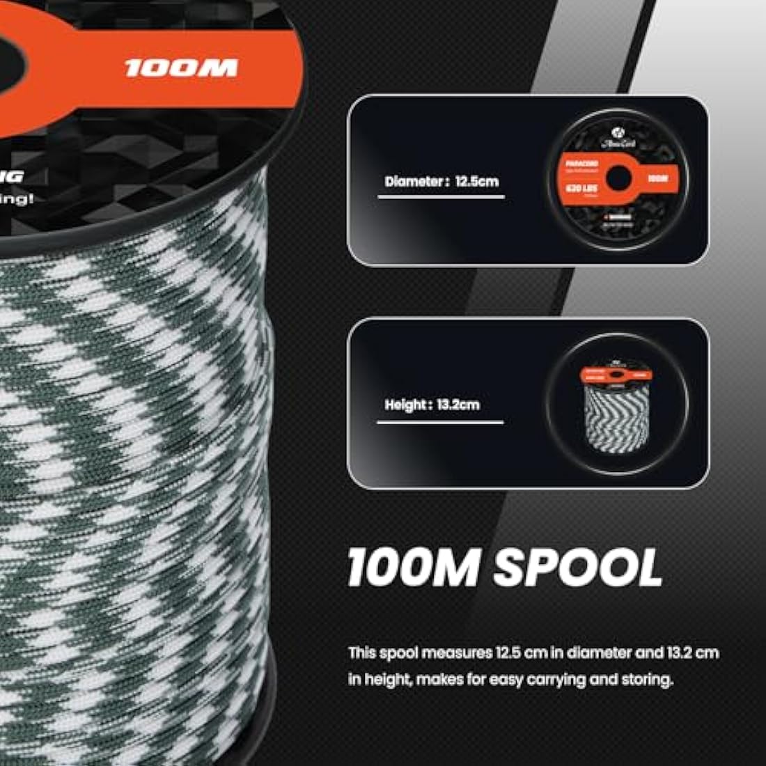 Abma Cord 4mm Type III Nylon Paracord – 9 Strands, 100m Rope