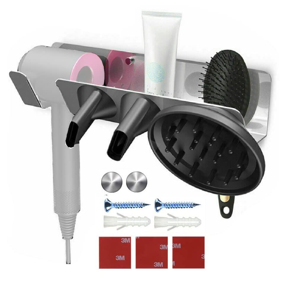 NganSuRong Magnetic Hair Dryer Holder | Wall Mounted Aluminum Stand