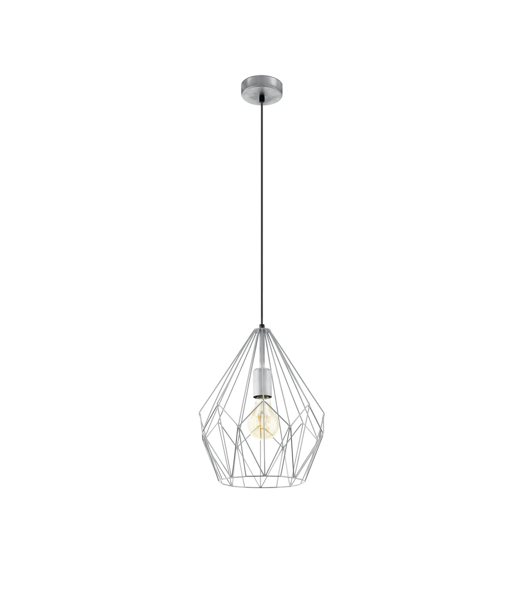 Eglo Carlton Vintage Pendant Lamp – Silver Geometric Steel Light