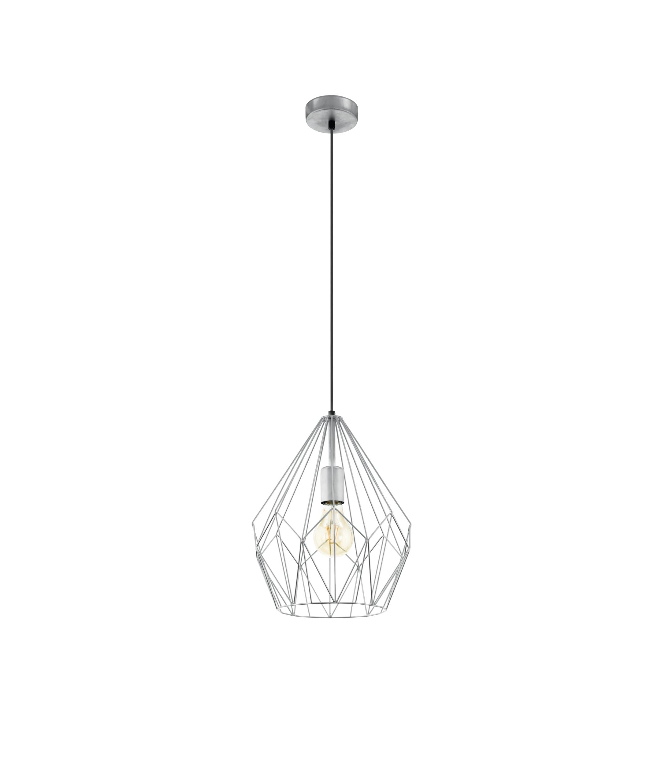 Eglo Carlton Vintage Pendant Lamp – Silver Geometric Steel Light