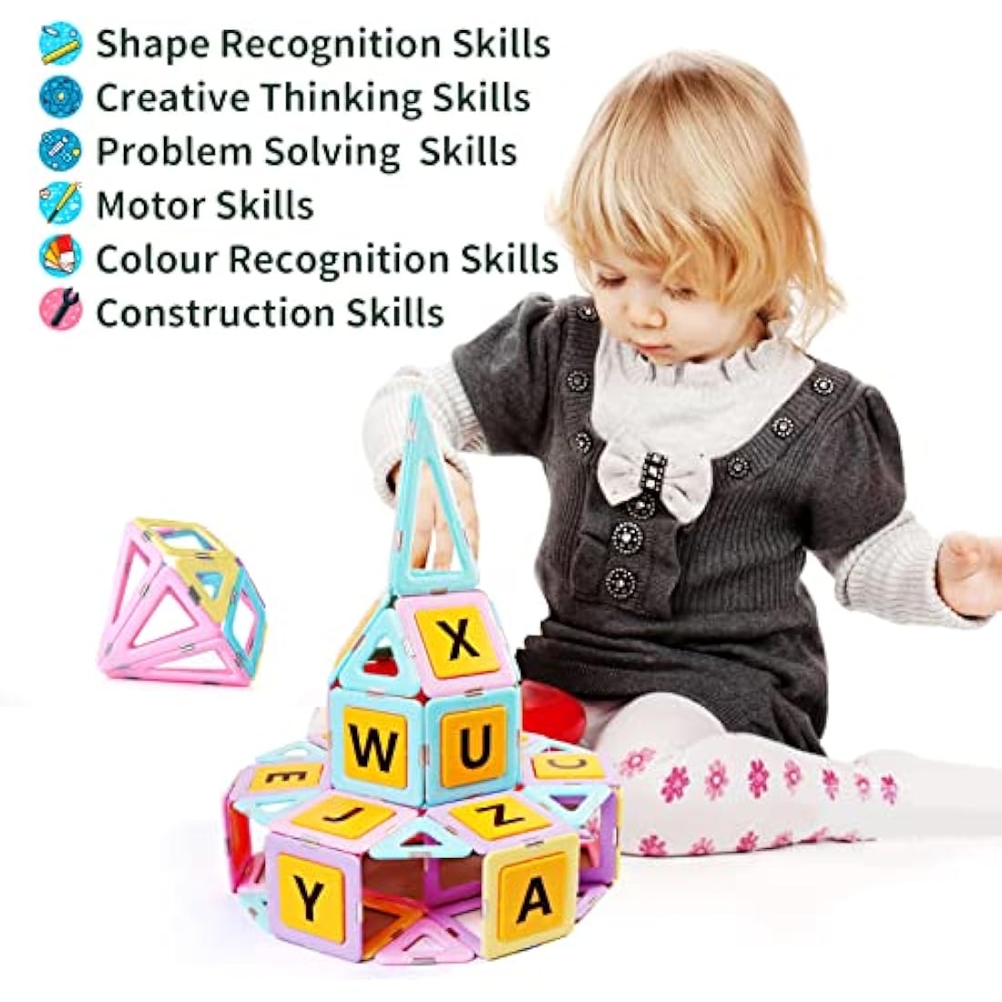 Magblock Magnetic Tiles STEM Building Blocks Set for Kids - 90 PCS