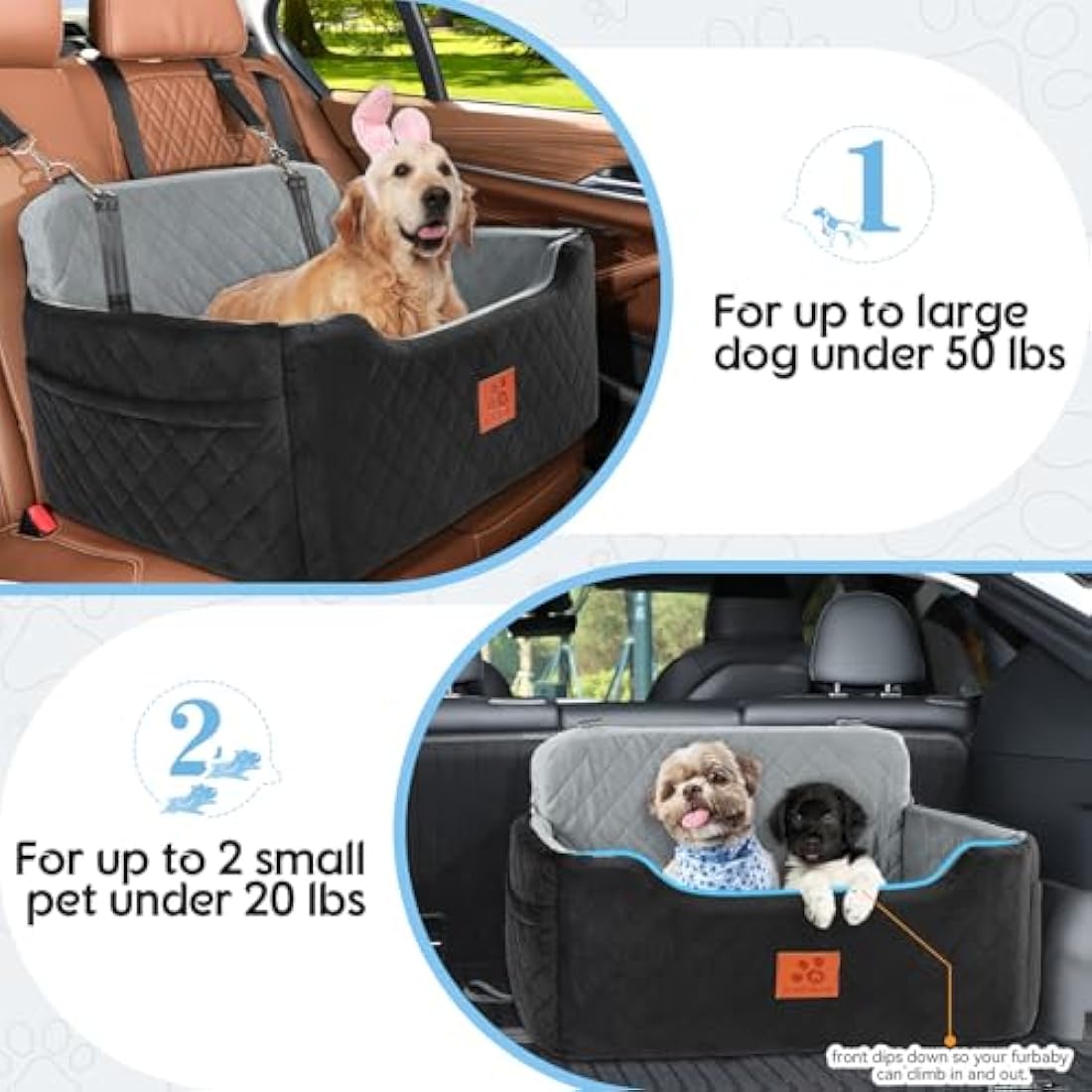 Dog Booster Car Seat – Large Washable Pet Travel Bed & Sofa