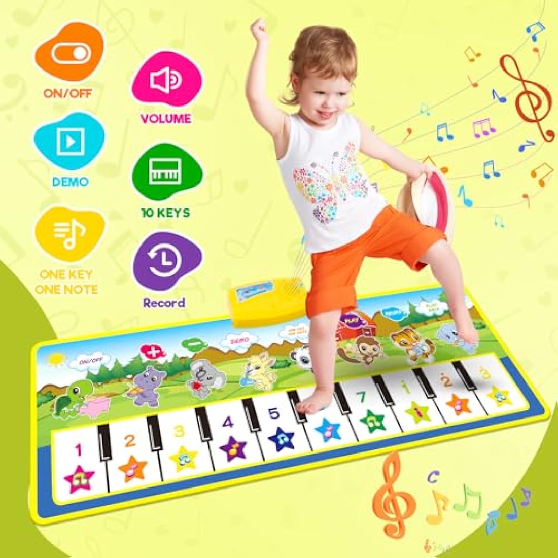 m zimoon Kids Piano Mat | 8 Instrument Musical Dance Floor Mat for Toddlers