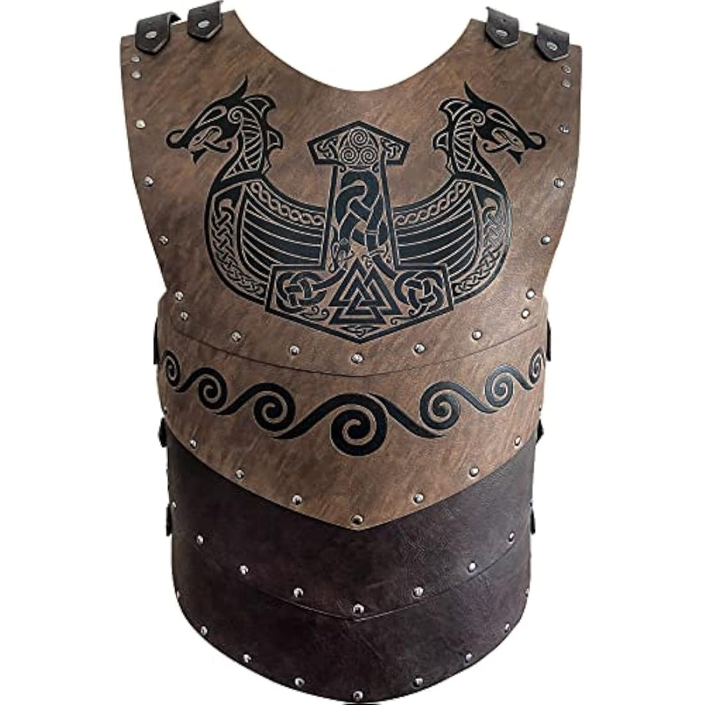 HiiFeuer Viking Chest Armor – Faux Leather Medieval Knight LARP Costume
