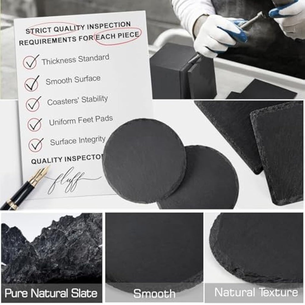 60-Piece Slate Coasters for Laser Engraving, 4 Inch Black Stone