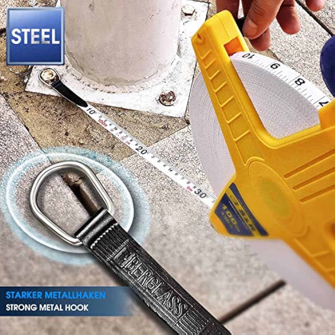 S&R Surveyors Tape Measure | 100m Fiberglass Metric & Imperial Tape