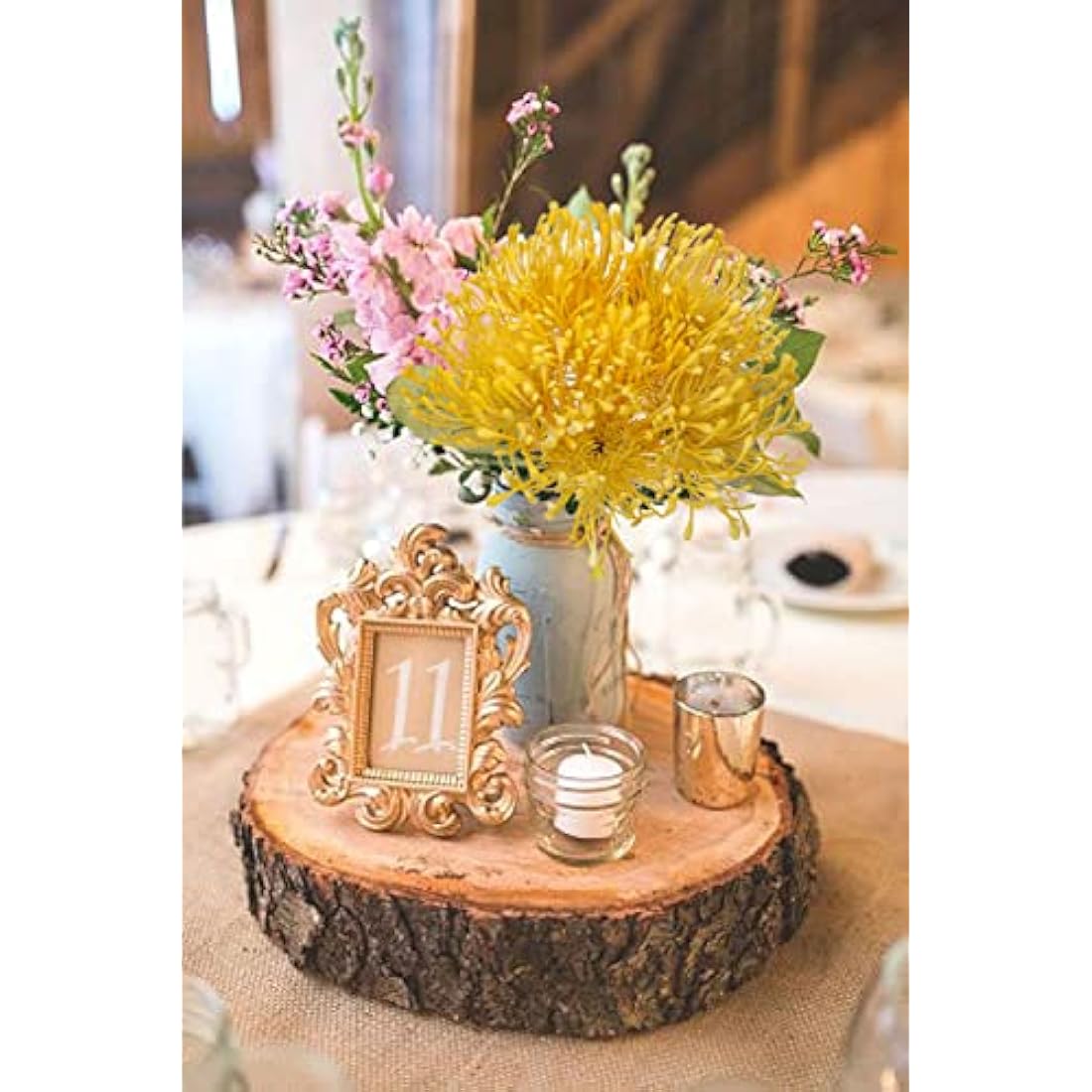Briful 6 PCS Yellow Artificial Spider Mum Chrysanthemum Flowers - 12"