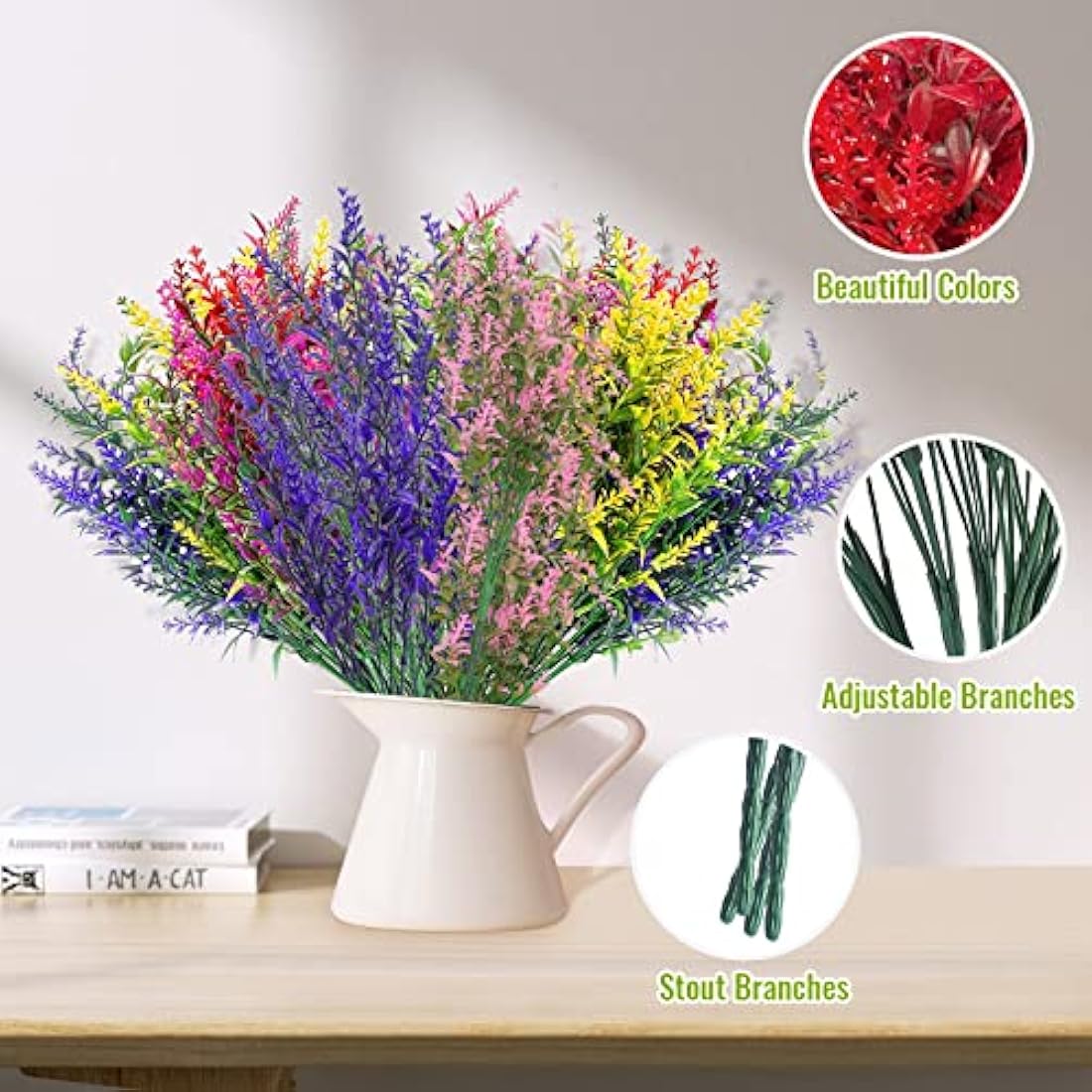 Jolof Store UV Resistant Artificial Lavender Flowers - 12 Bundles