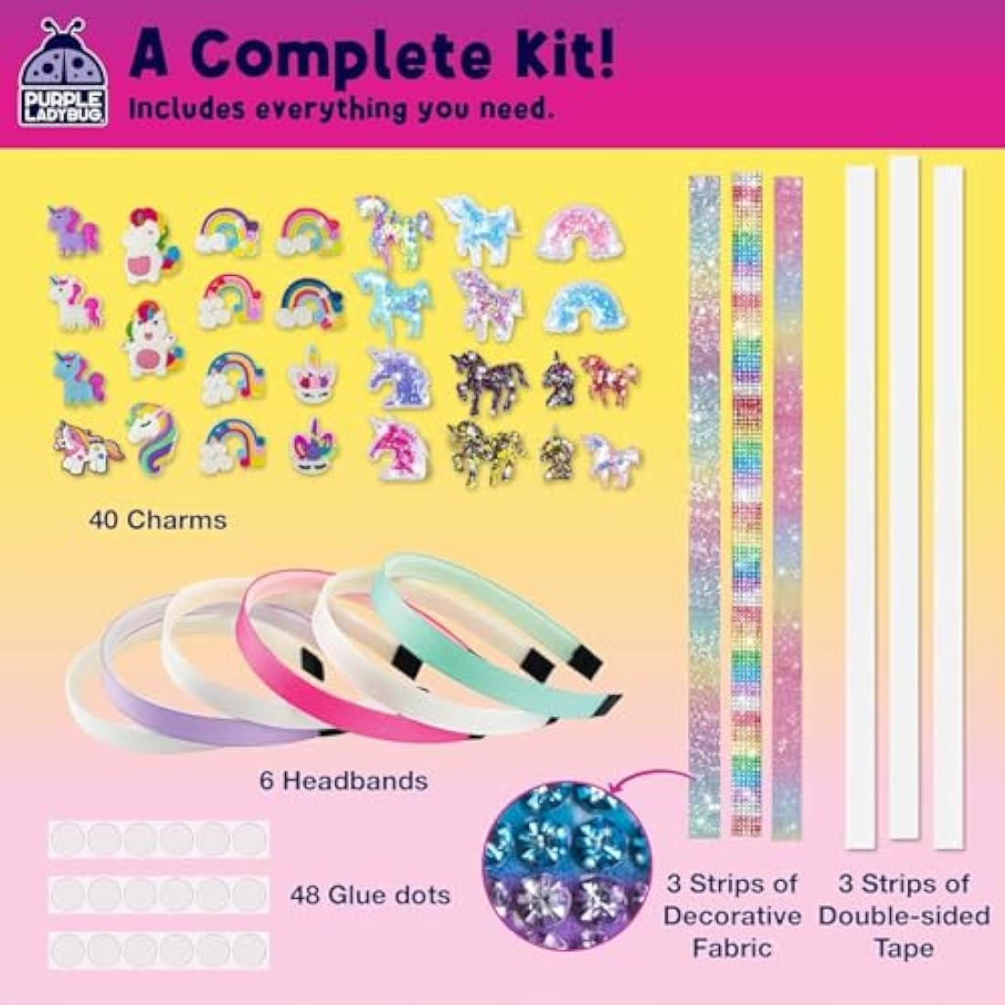 Purple Ladybug DIY Unicorn Headband Kit - Arts and Crafts for Girls