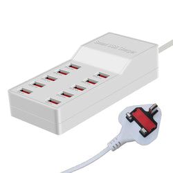 Balabaxer 10-Port USB Charging Station | Multi-Port Hub for Tablets (White)
