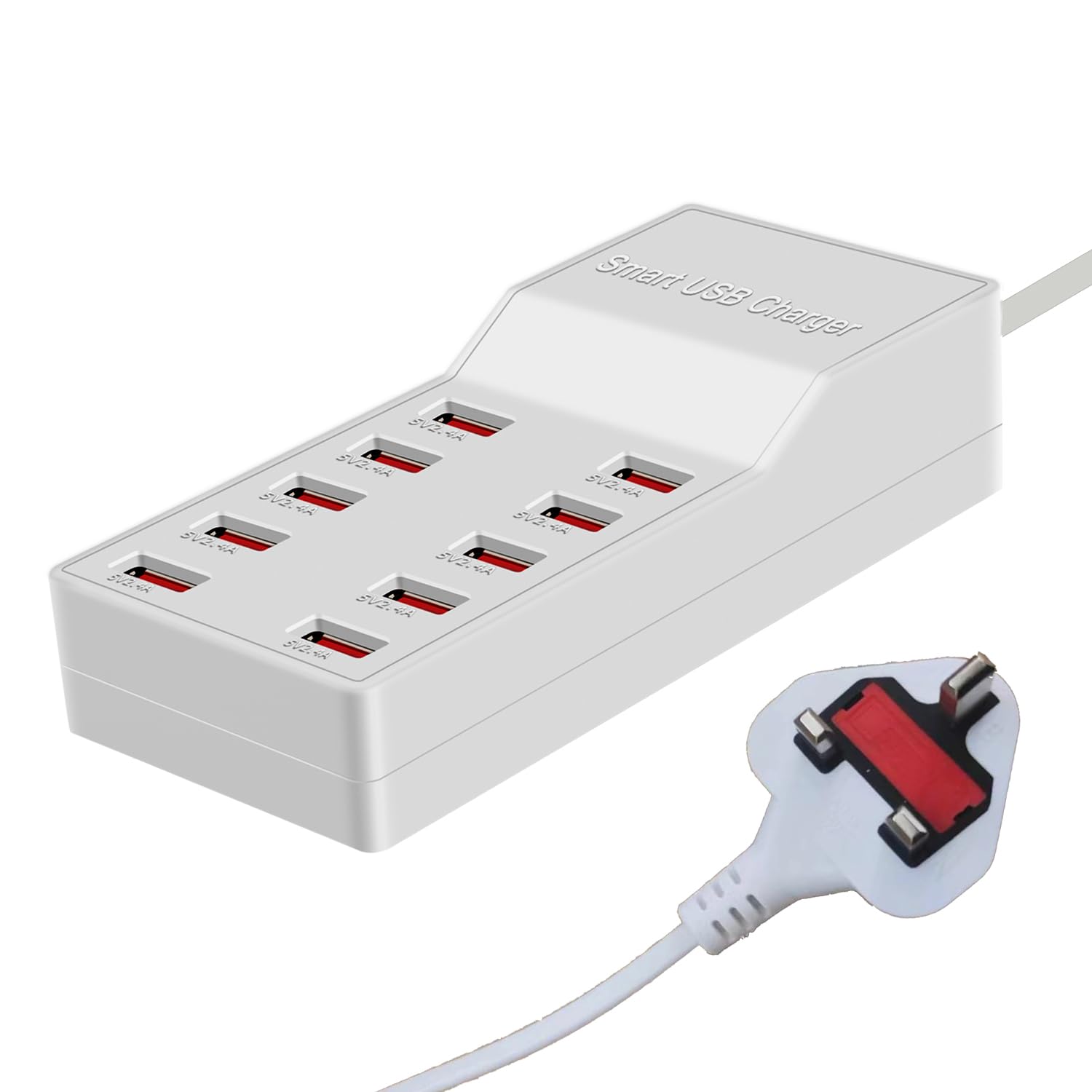 Balabaxer 10-Port USB Charging Station | Multi-Port Hub for Tablets (White)