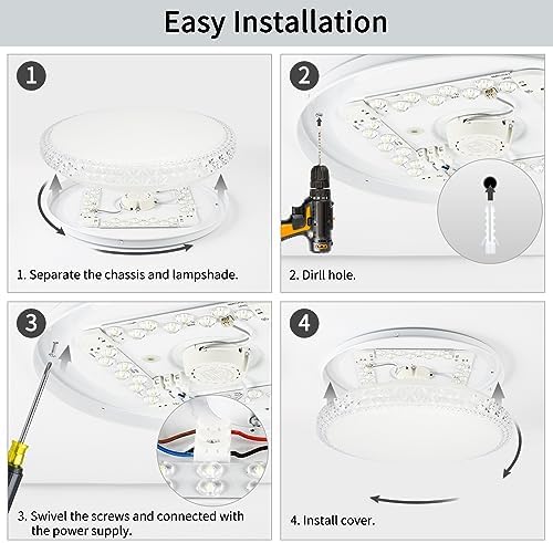 VIPMOON 36W LED Ceiling Light – Ultra-Thin Crystal Round Flush Mount