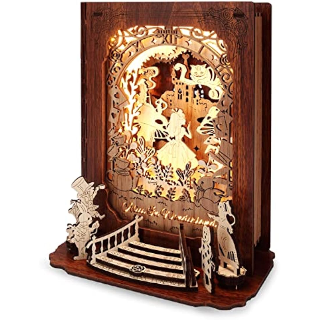 FUNPOLA Alice in Wonderland 3D Wooden Puzzle LED Nightlight DIY Kit